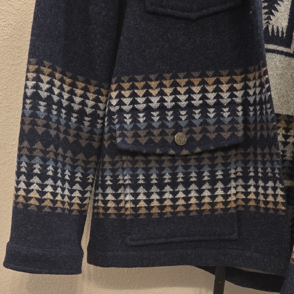 Pendleton Navy Patterned Wool Pea Coat - Picture 4 of 5
